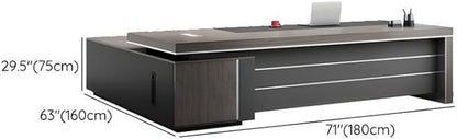 NIUYAO L-Shape Executive Desk - Modern Writing Table with 2-Drawers & 1-Shelf - 71" L x 63" W x 30" H