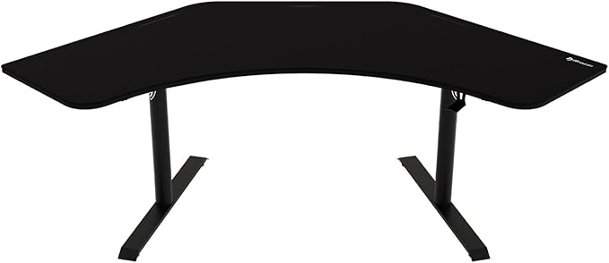 Arozzi Arena Angelo L Shaped GamingDesk, PC GamingDesk L Shape, Height Adjustable L Shaped Standing Desk for Home Office, with Full Coverage Mouse Pad (Pure Black)