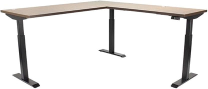 Lift It, Electric Sit Stand Height Adjustable 72"x24" I 48"x24" L-Shape Office Desk Office or Home, Dual Motor, 4 Memory Digital Control with USB Charging, Walnut Block Top, Black Frame