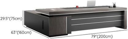 NIUYAO L-Shape Executive Computer Desk with 2-Drawers Modern Writing Table Storage Shelves Work PC Table Home Office Study Desk Without Chair -79" L x 63" W x 30" H
