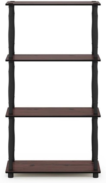Furinno Turn-N-Tube 4-Tier Multipurpose Shelf Display Rack, Classic Tubes, Dark Cherry/Black