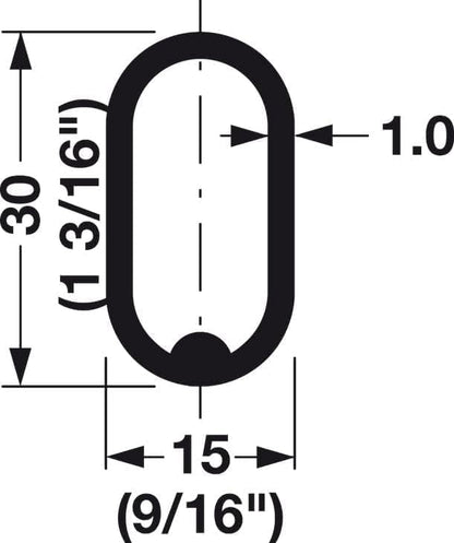 Oval Closet Rod with End Supports that have Dual Rear Facing 5mm Pins (Matte Aluminum, 24" Wide Space)