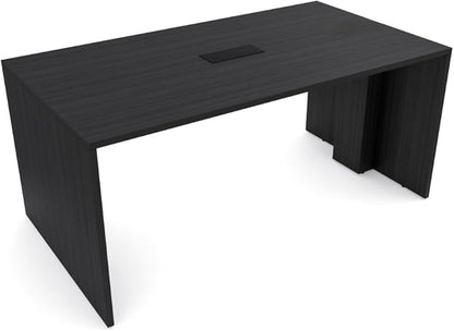 SKUTCHI DESIGNS INC. 4 Person Collaboration Table | Face-to-Face Desk | 36x66 All Laminate Team Desk with Power and Data| Asian Night and Black