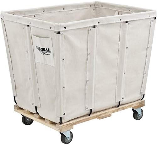 Global Industrial 16 Bushel, Canvas Basket Bulk Truck, 40" L x 28" W x 35" H, Unassembled, Rolling Laundry Cart, Commercial Material Handling Cart with Swivel Rubber Casters
