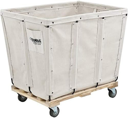 Global Industrial 16 Bushel, Canvas Basket Bulk Truck, 40" L x 28" W x 35" H, Unassembled, Rolling Laundry Cart, Commercial Material Handling Cart with Swivel Rubber Casters