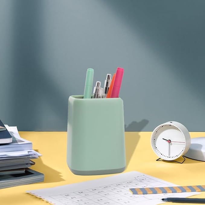ZUFECY Pencil Holder, Pen Cup Makeup Brush Holder, Desktop Organizer Storage Case Scandinavian Design Stationery for School Home Office Supplies (Green)
