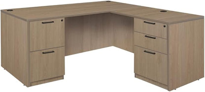 Regency Legacy 60 x 65 in. L Desk with Double Full Pedestal Drawer Unit- Noble Oak