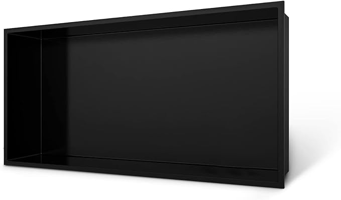 Shower Niche 24 x 12, Matte Black Stainless Steel Shower Niche Shelf Recessed for Bathroom Storage No Tile Needed Over Mount Installation