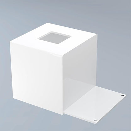 PITBVO Acrylic Tissue Box Cover, White Square Tissue Box Holder, Facial Napkin Dispenser for Bathroom Kitchen Bedroom Office Hotel Use