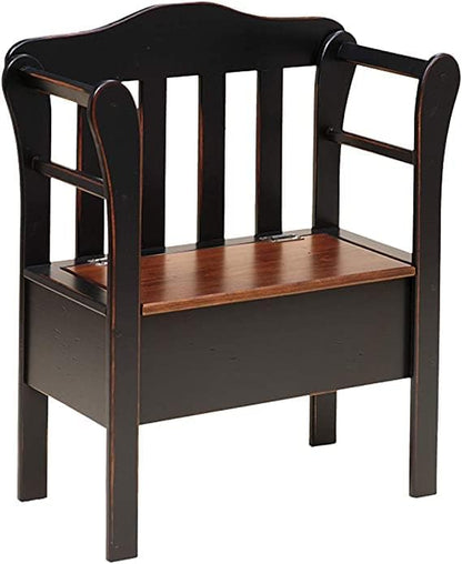 Peaceful Classics Bench with Storage - Small Wooden Storage Bench for Entryway, Hallway, Mudroom, Farmhouse, Bedroom, & Living Room, Amish Handmade Furniture Storage Organizer, Mocha