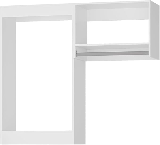 Modular Closet System, 70" Wide Closet Organizer System with Hanging, Wood Tower Closet Storage for Walk In Closets, Wall Mounted Wardrobe Organizer Kit System, Bedroom, White