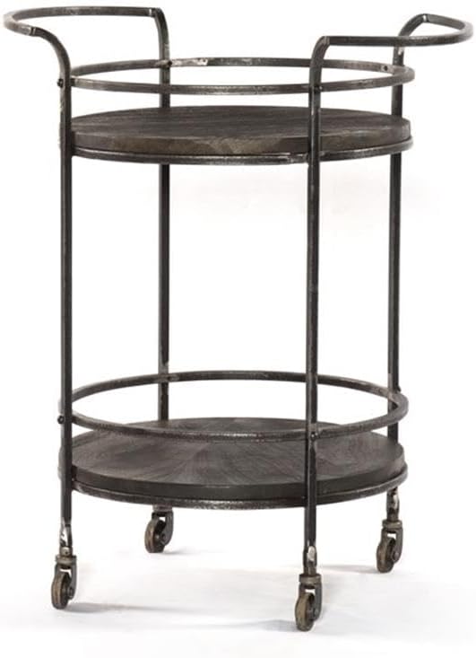 Pemberly Row Bar Cart in Transitional Gray Finish on Solid Wood with Iron Frame