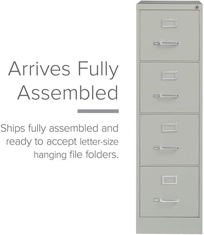 Scranton & Co 4-Drawer 22" Deep Letter Filing Cabinet in Black, Office Commercial Grade, Fully Assembled, Light Gray