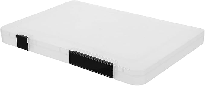 STAHAD A5 Plastic Document Organizer Box with Lid, Dustproof File Storage Case for Home Office, Portable Magazine and Scrapbook Paper Holder, Black Snap Closure