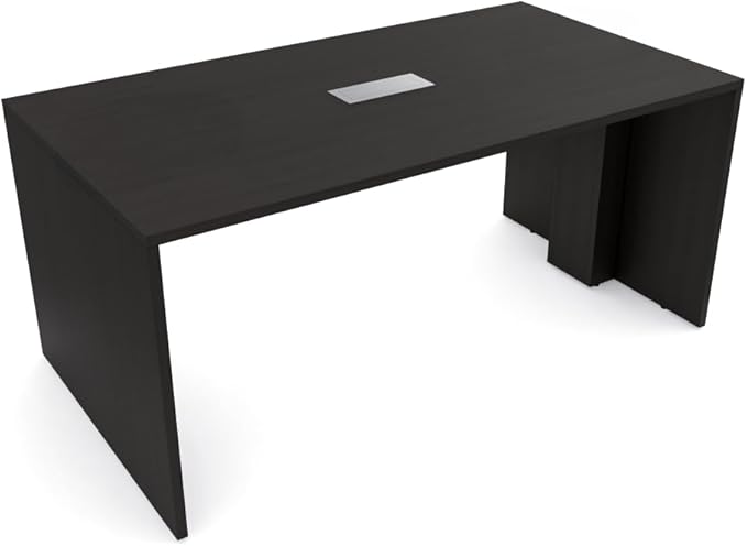 SKUTCHI DESIGNS INC. 4 Person Collaboration Table | Face-to-Face Desk | 36x66 All Laminate Team Desk with Power and Data | Black Cypress and Silver
