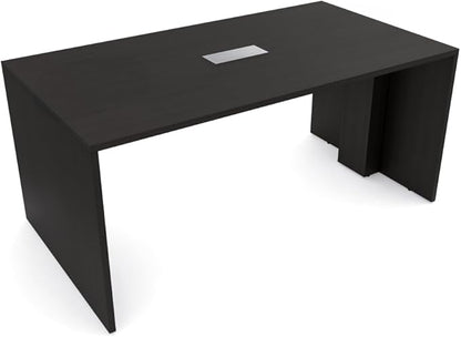 SKUTCHI DESIGNS INC. 4 Person Collaboration Table | Face-to-Face Desk | 36x66 All Laminate Team Desk with Power and Data | Black Cypress and Silver