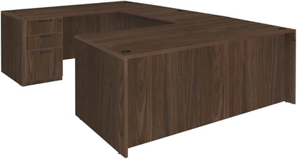 Regency Legacy 71 x 35 in. U Desk with Double Full Pedestal Drawer Unit- Neo Walnut