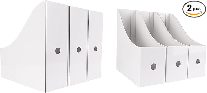 Limitliho Magazine Holde ( White, 6 Pack), Magazine File Holder for Home, Office, Desk, 10.6'' H×10.2'' L ×3.5''W Magazine Storage Box