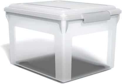 STAPLES Store & Slide Plastic File Box Latching, Letter/Legal Size, Clear, 2/Pack