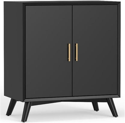 Alpine Furniture Flynn Mahogany and Veneer Bar Cabinet, Black