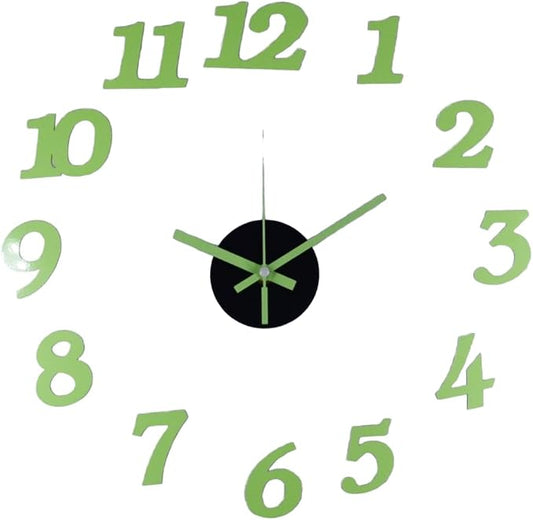 OceeK DIY Wall Clock, Fluorescence Modern Silent Non-Ticking, Battery Operated, 3D Quality Quartz Frameless Wall Closks,8-15" Round