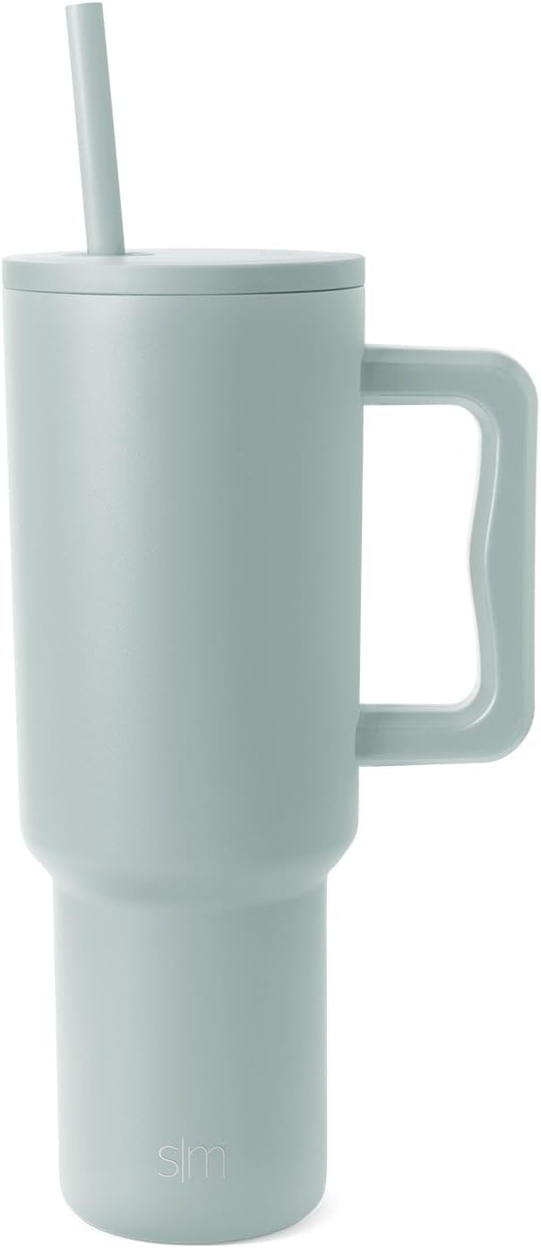 Simple Modern 40 oz Trek Tumbler with Handle and Straw Lid | Cup Holder Friendly Insulated Stainless Steel Travel Mug | Sea Glass Sage (Pack of 12)
