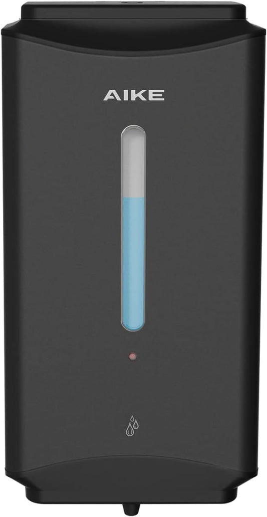 AIKE Automatic Soap Dispenser Commercial Wall Mounted Liquid Dispenser Matte Black Stainless Steel Finish 1100ml Large Capacity
