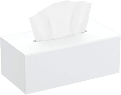 HIIMIEI Tissue Box Cover, Acrylic Tissue Holder Napkin Dispenser for Home Office Restaurant Desk Decor, White Rectangular 9.8x5.1x4.5''