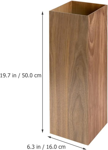 HOMSFOU Umbrella Stand Wood Umbrella Holder Farmhouse Bucket Square Wooden Holder Canes Walking Sticks for Home Office Entryway 6.3" L x 6.3" W x 19.7" H
