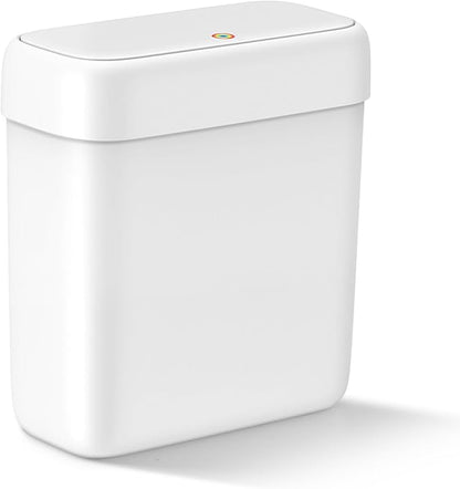 MOPALL Small Bathroom Trash Can with Lid, 3.2 Gallon / 11.5 L Slim Plastic Garbage Bin with Pop-Up Lid, Mini Waste Basket Can Dog Proof for Kitchen, Bedroom, Office, Laundry, Toilet, Rv, White