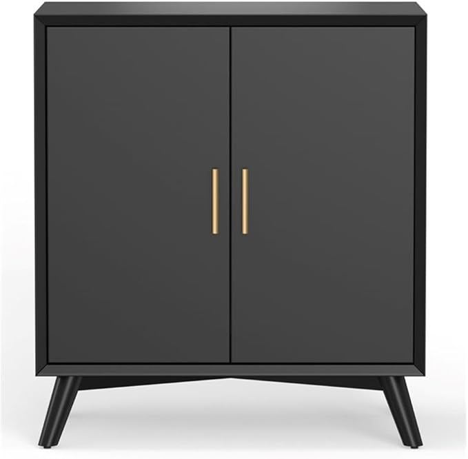Alpine Furniture Flynn Mahogany and Veneer Bar Cabinet, Black