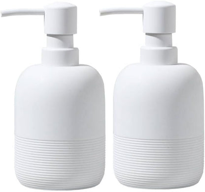 GalDal White Soap Lotion Dispenser with A Spare Pump,Liquid Hand Soap Dispenser Sets for Bathroom Countertop,2pcs/Set Soap Dispenser for Kitchen