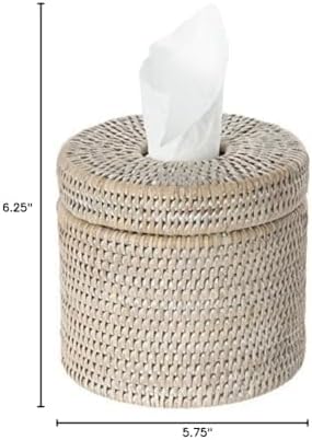 KOUBOO La Jolla Toilet Paper Roll Cover | Wicker Bathroom Decor | Freestanding Toilet Paper Storage, Basket with Lid, Bathroom Essentials, Decorative Tissue Holder, White-Wash
