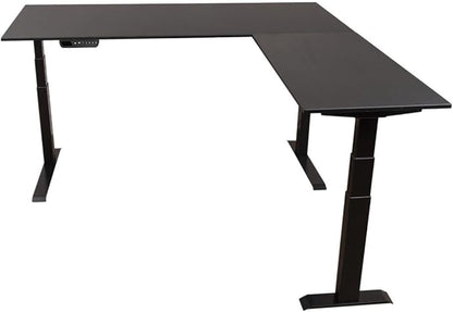 Stand Up Desk Store Triple Motor Electric L-Shaped Corner Standing Desk with EZ Assemble Frame (Black Frame/Black Top, 71" W x 71" D)