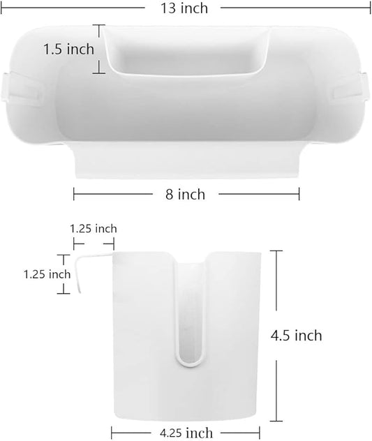 Bedside Caddy Hanging Basket Organizer with Hooks Dorm Bunk Beds Shelf Night Table Storage Holder for Remote Controls Magazines Phone Glasses Bottle (White)