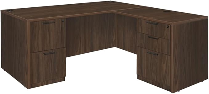 Regency Legacy 60 x 65 in. L Desk with Double Full Pedestal Drawer Unit- Neo Walnut