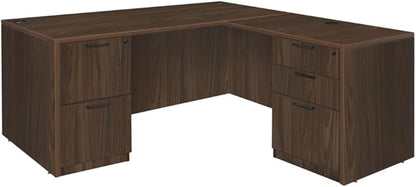 Regency Legacy 60 x 65 in. L Desk with Double Full Pedestal Drawer Unit- Neo Walnut