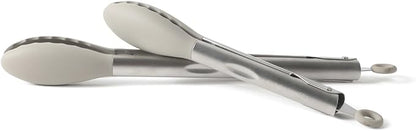 Calphalon Edge 2 Piece Stainless Steel Kitchen Tongs Set W/Silicone Heads - Taupe