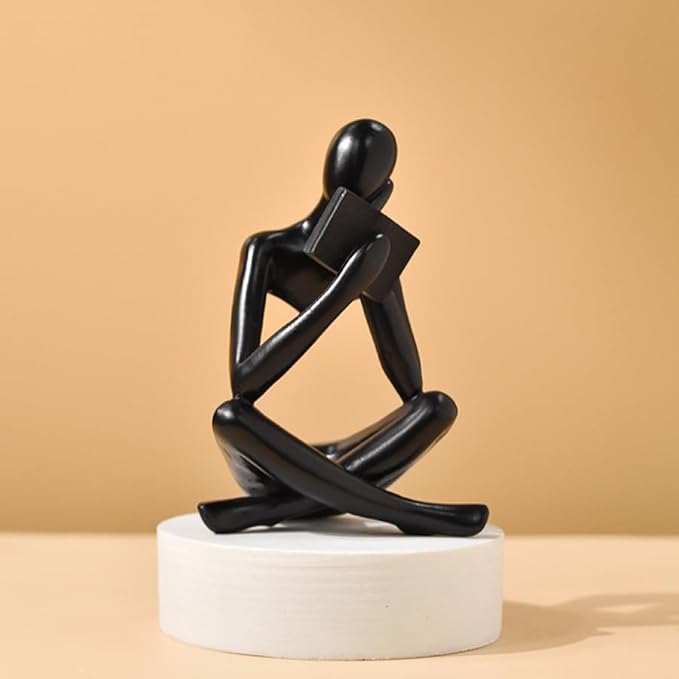 Style-B Black, Creative Abstract Thinker Bookend for Home Aesthetic, Study, and Wine Cabinet – Stylish Shelf Decor Accent and Thoughtful Gift for Living Room, Bar, or Coffee Shop