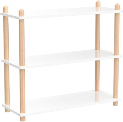IOTXY 3-Tier Wooden Shelf Bookcase - Modern Open Bookshelf, Free Standing Storage Rack, Multifunctional Display Stand for Home and Office, White, Rectangle