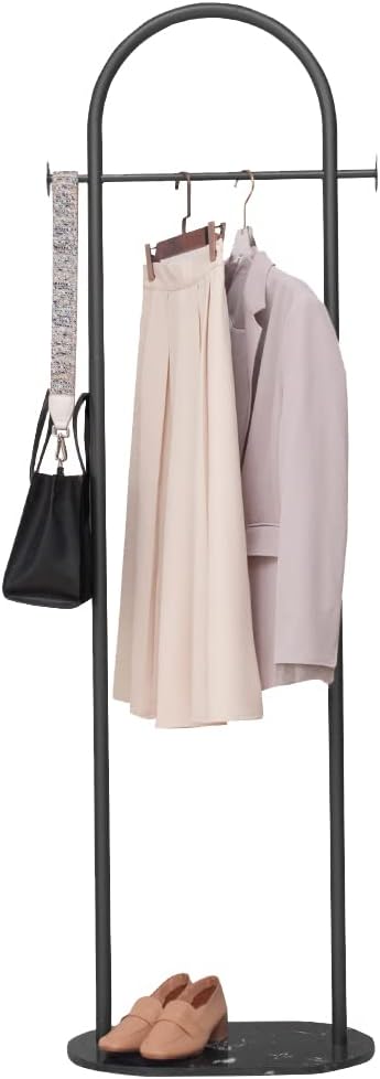 Clothing Rack Marble Base Metal Modern Coat Rack Stand Clothes Rack Stand for Bedroom Standing Garment Rack Heavy Duty Coat Hanger Rack Stand for Bag, Hat, Scarf, Jacket Black