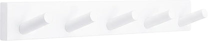 Coat Rack Wall Mount, Wooden Coat Hanger with 5 Hooks, Heavy Duty, White, 1 Pcs