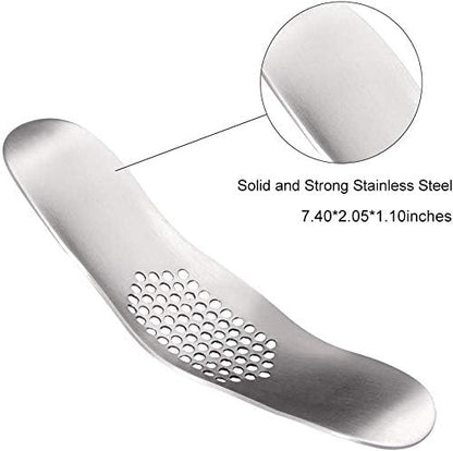Fu Store Garlic Press 304 Stainless Steel Garlic Rocker Mincer Food Grade with Silicone Peeler Garlics, Color Random Peeler