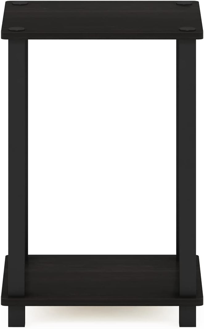 Furinno Simplistic Night Stand, 2-Tier Compact Nightstand with Open Shelf, Toolless Small Bedside Table, End Table, Side Table, for Bedroom, Closet, Dorm, Black Espresso