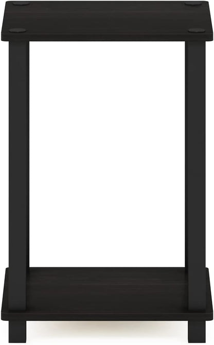 Furinno Simplistic Night Stand, 2-Tier Compact Nightstand with Open Shelf, Toolless Small Bedside Table, End Table, Side Table, for Bedroom, Closet, Dorm, Black Espresso