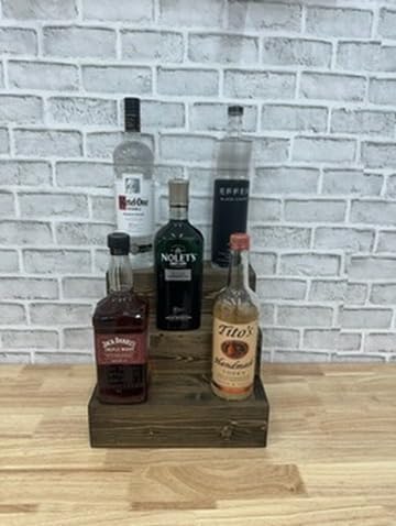 Handmade Tiered Display Shelving - Three Tier Bar Display - Bar Organizer - Liquor Bottle Display (12" without Back, Special Walnut)
