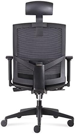 Office Chair high backrest with Black mesh Seat & headrest with Black Fabric Synchronized Mechanism Thick Seat Cushion - Adjustable Head & Arm Rests, Seat Height - Reclines
