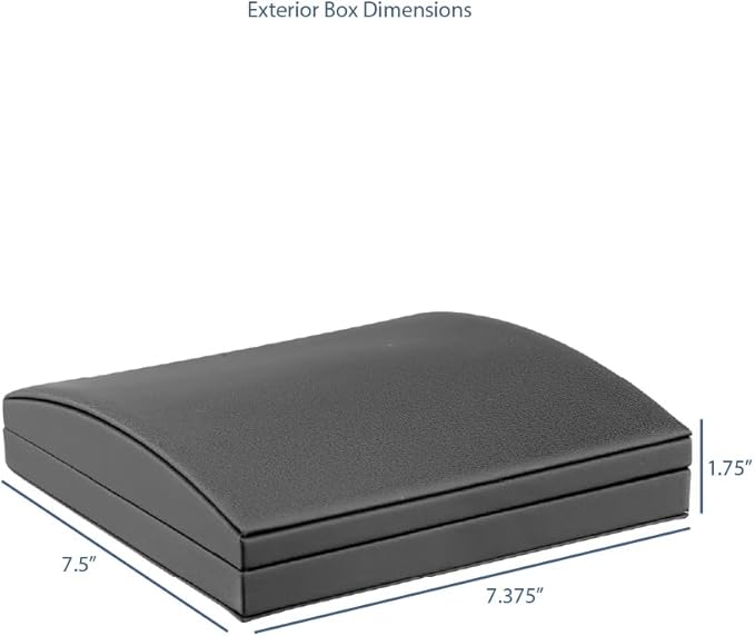 Luxury Dome-Shape Leather Necklace Box - Leather Interior Chain & Necklace Jewelry Gift Box for Men & Women - Necklace Case with Cream Ribbed Fancy Outer Box & Matching Bow Ribbon