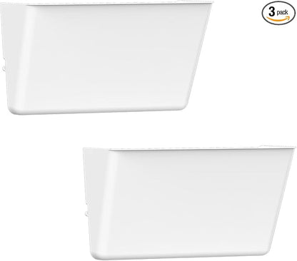 Clear Acrylic Single Pocket, Plastic Hanging Wall Mount File Holder for Office Home (White, 2 Pack)