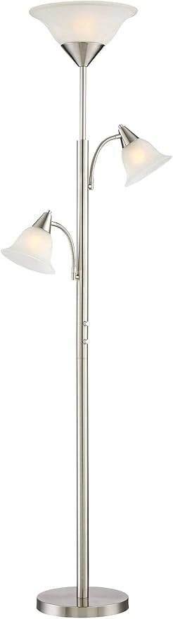 360 Lighting Jordan Modern Tree Torchiere Floor Lamp Standing 3-Light 71 1/2" Tall Brushed Nickel Silver Alabaster Glass Shades Decor for Living Room Reading House Bedroom Office